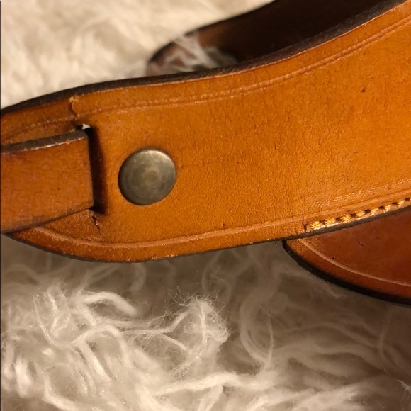 Handmade Brown Leather Visor with Brass Hardware - Picture 2 of 8